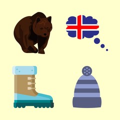 4 winter icons set