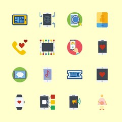telephone vector icons set. pregnantcy, train ticket, phone call and smartwatch in this set