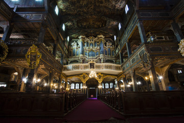 Fototapeta na wymiar Interior of the Peace Church in Swidnica in Poland