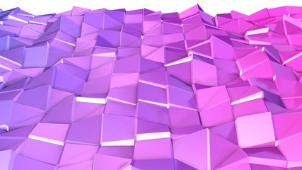 3d render of abstract geometric background with modern gradient colors in low poly style. 3d surface with nice violet gradient. 1