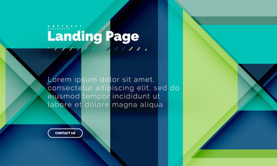 Square shape geometric abstract background, landing page web design template