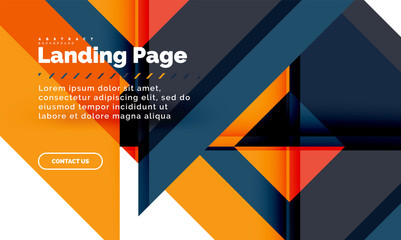 Square shape geometric abstract background, landing page web design template