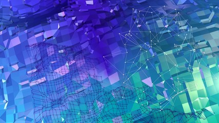 3d render of abstract geometric background with modern gradient colors in low poly style. 3d surface with nice gradient 1.