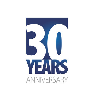 30 Years Anniversary blue white logo icon banner