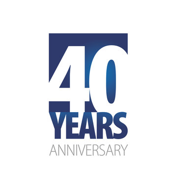 40 Years Anniversary Blue White Logo Icon Banner
