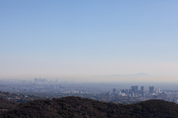 Stunning panoramic view of Los Angeles from Kenter Trail Hike in Brentwood. Overlooking Beverly...