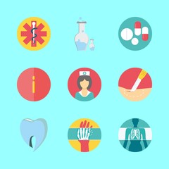 hospital vector icons set. surgery, nurse, dentist logo and x ray in this set