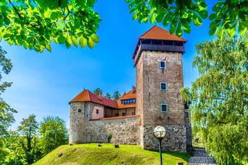 Castle Karlovac Dubovac town. / Scenic view at medieval architecture of old medieval castle...