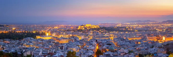 Foto op Canvas Panoramisch uitzicht over Athene, Griekenland © tichr