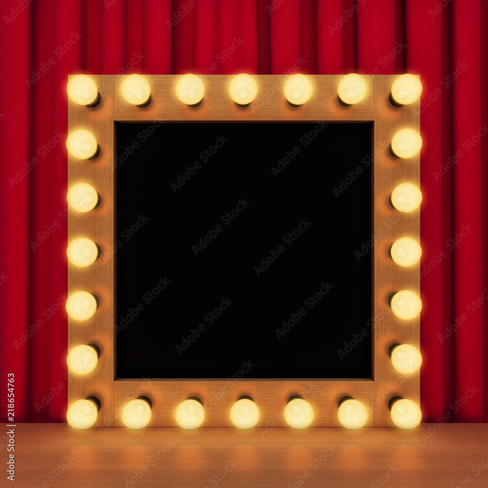 Canvas Prints template of retro toilet mirror with light bulbs. 3d rendering