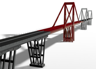 Modello tridimensionale del ponte Morandi di Genova, Liguria, Italia, Illustrazione, 3D rendering - obrazy, fototapety, plakaty