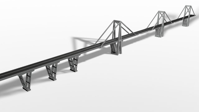 Modello tridimensionale del ponte Morandi di Genova, Liguria, Italia, Illustrazione, 3D rendering