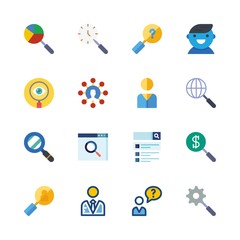 seo vector icons set. user and search in this set