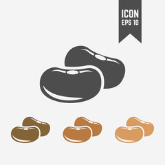 Beans seed isolated vector icon, dried fruit icon