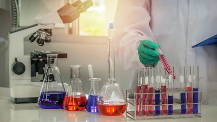 scientist with equipment