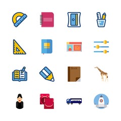 16 school icons set