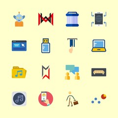 technology icons set. engine, fun, pocket and group graphic works