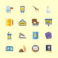 education icons set. blank, human, profile and religious graphic works