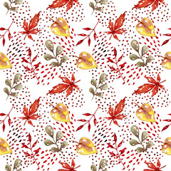 Autumn leaves pattern. Watercolor leaves. Autumn illustration.