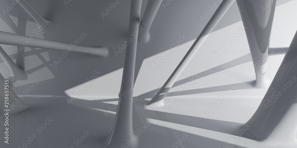 Leinwandbilder abstract of futuristic architectural structure with sun light cast the shadow on wall and floor,whit
