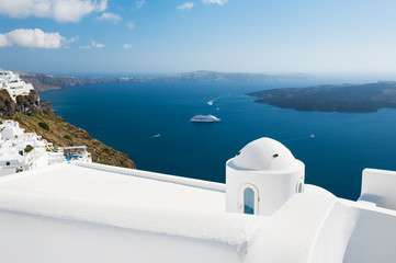 Fototapeta na wymiar White architecture on Santorini island, Greece.