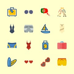 16 beach icons set