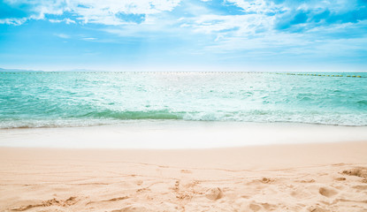 Beautiful tropical sand and sea with summer day