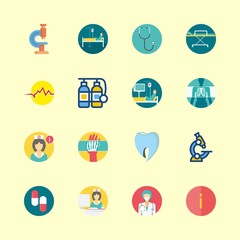 hospital icons set. rubber, orthodontic, healthcarable and cylinder graphic works