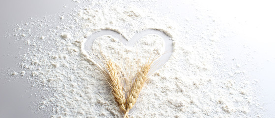 flour heart spikelets on a light background