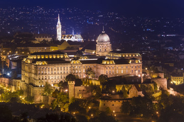Fototapeta na wymiar Buda castle in Budapest city, Hungary. night scene
