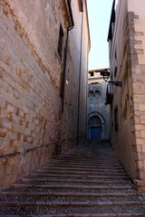 A narrow street of the Jewish quarval of the Spanish city of Girona