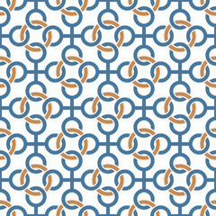 Seamless pattern with a pattern of connected rings. Continuous chain of shapes.