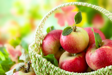 Fresh apples in basket