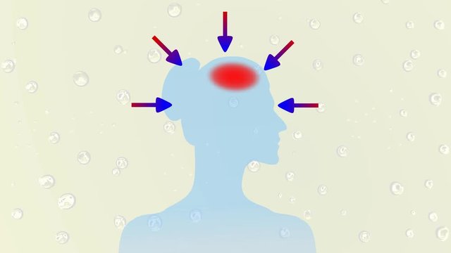 Animation illustrating Stress and headache side profile woman face HD video 