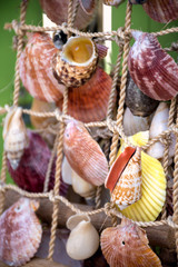 Traditional reek decoration made from seashells, selective focus.