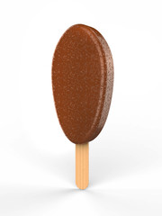 Ice cream chocolate popsicle on stick Isolated on white background.