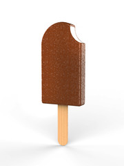 Ice cream chocolate popsicle on stick Isolated on white background.