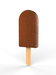Ice cream chocolate popsicle on stick Isolated on white background.