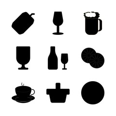 drink icons set. carbonation, utensils, fine and vitamin graphic works