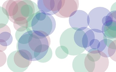 Multicolored translucent circles on a white background. Green tones. 3D illustration