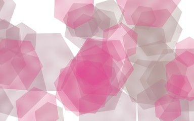 Multicolored translucent hexagons on white background. Red tones. 3D illustration