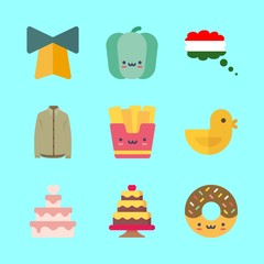 eat icons set. bakery, yellow, marry and pepper graphic works