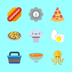 food icons set. squid, buy, hot and delicious graphic works