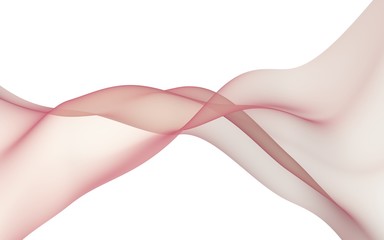 Abstract light red wave. Bright light red ribbon on white background. Abstract red smoke. Light red scarf. Raster air background. 3D illustration