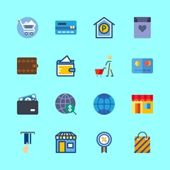 shopping vector icons set. shopping bag, shopping cart, shop and wallet in this set