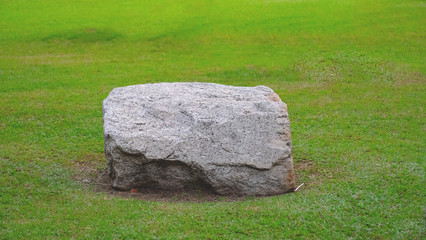 Decorative stone on grass