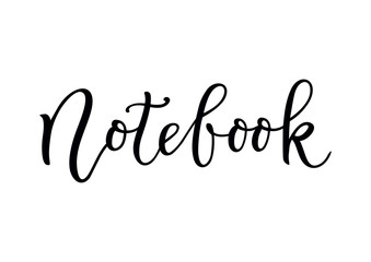 Modern calligraphy of Notebook in black isolated on white background for cover, notebook, decoration, scrapbooking, decoupage