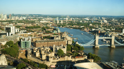London skyline at sunny day including Tower Bridgeat financial district.