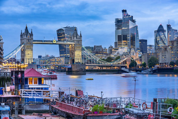Tower Bridge in London after dusk