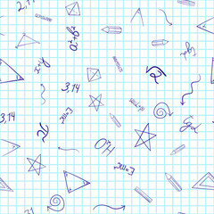 abstract vector school doodles seamless pattern